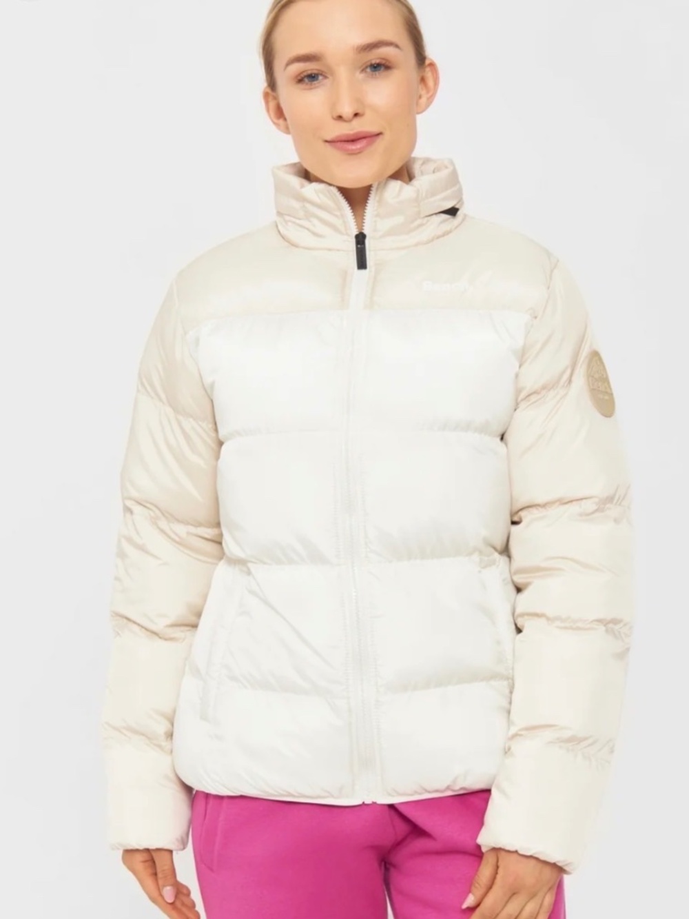 Bench Prairie Puffer Jacket Coat Tan and Off White in Mushroom Size M